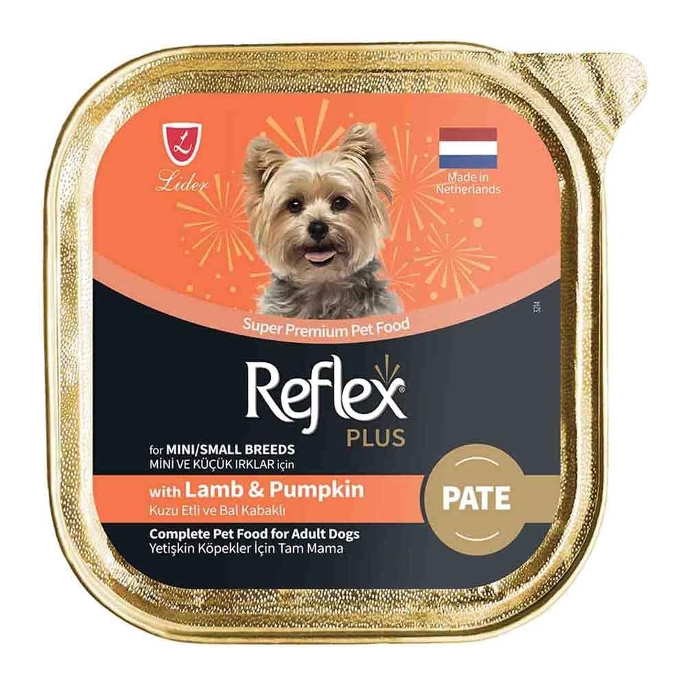 Reflex Plus Pate Kuzu Etli Balkabaklı Mini ve Küçük Irk Yetişkin Köpek Konservesi 85 Gr