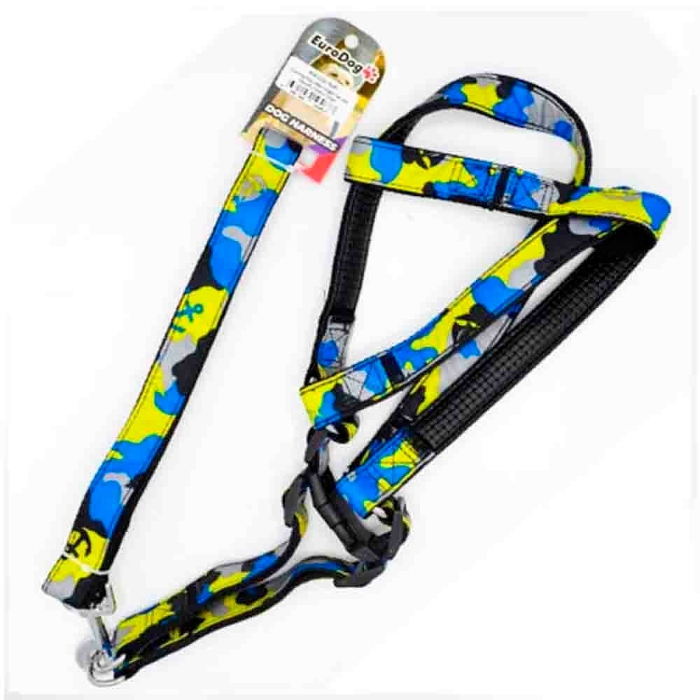 Eurodog Köpek Uzatma Tasması+Göğüs Tasması 120 Cm Sarı Kamuflaj