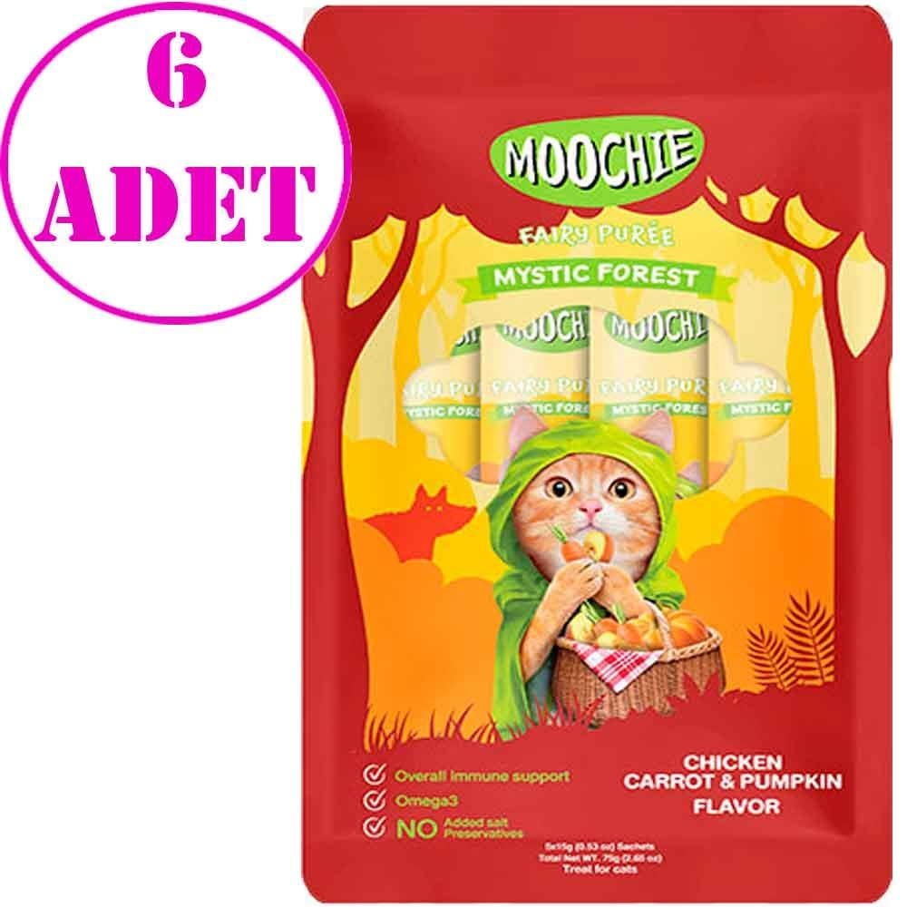 Moochie Sıvı Kedi Ödülü Tavuk Havuç Balkabağı 5x15 Gr 6 AD