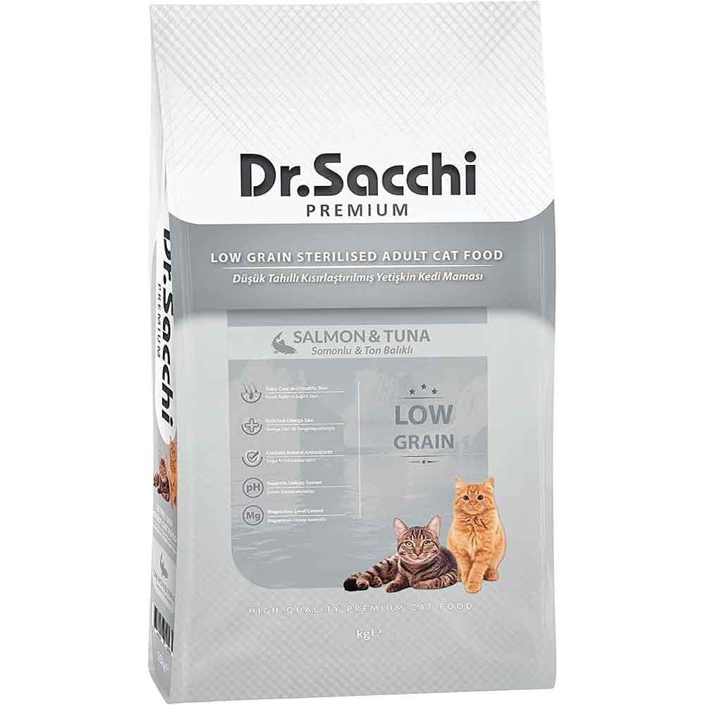 Dr. Sacchi Düşük Tahıllı Somonlu Kısır Kedi Maması 1 Kg