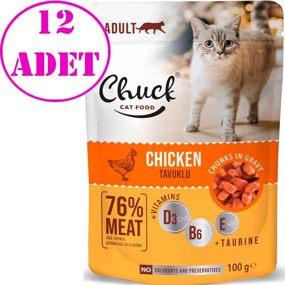 Chuck Kedi Yaş Maması Tavuklu 100 Gr 12 AD