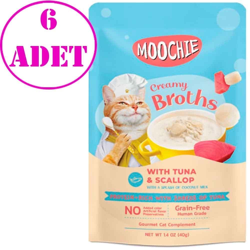 Moochie Kedi Çorbası Parça Ton Balığı Deniz Tarağı Tahılsız 40 Gr 6 AD