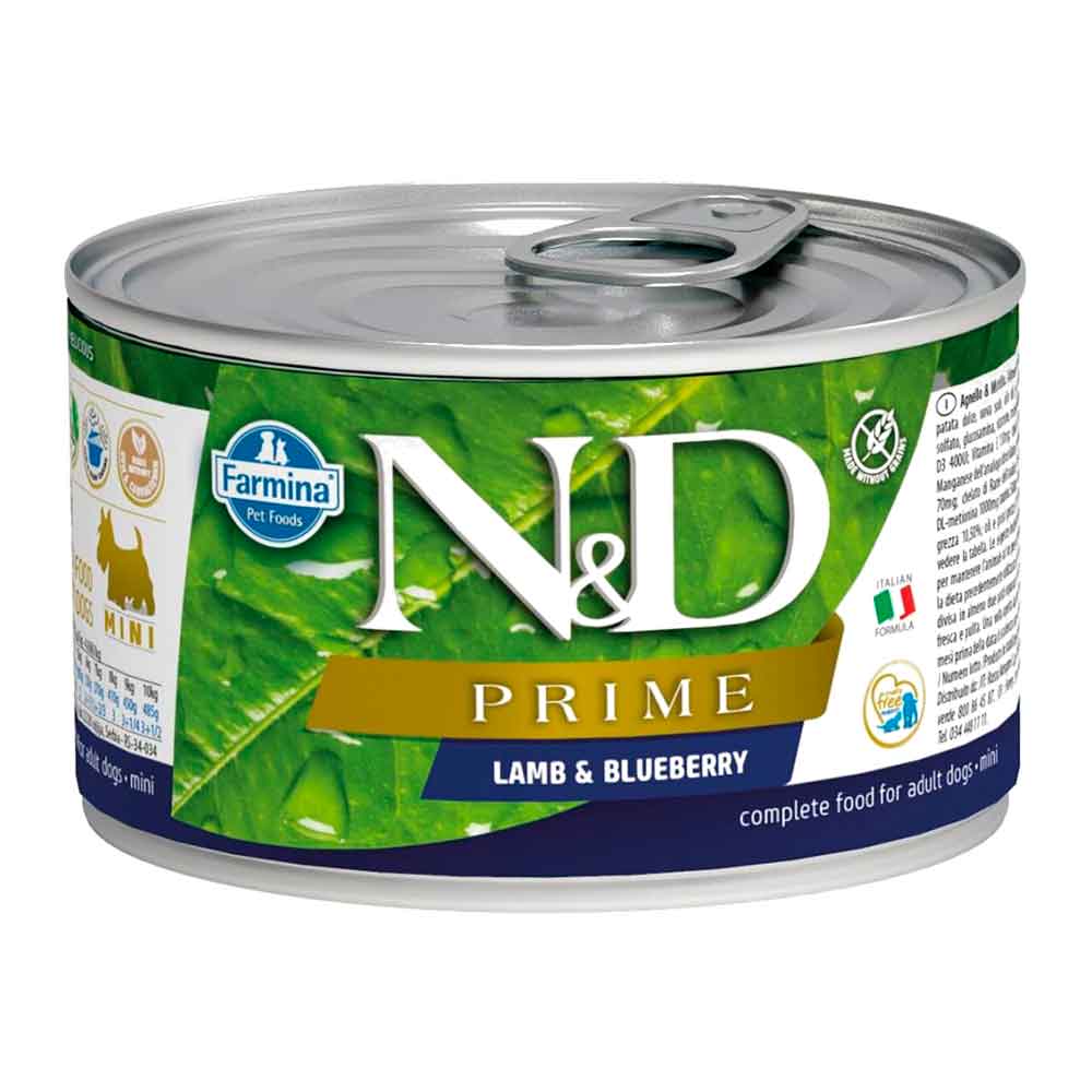 N&D Mini Prime Kuzulu Yaban Mersinli Köpek Konservesi 140 Gr