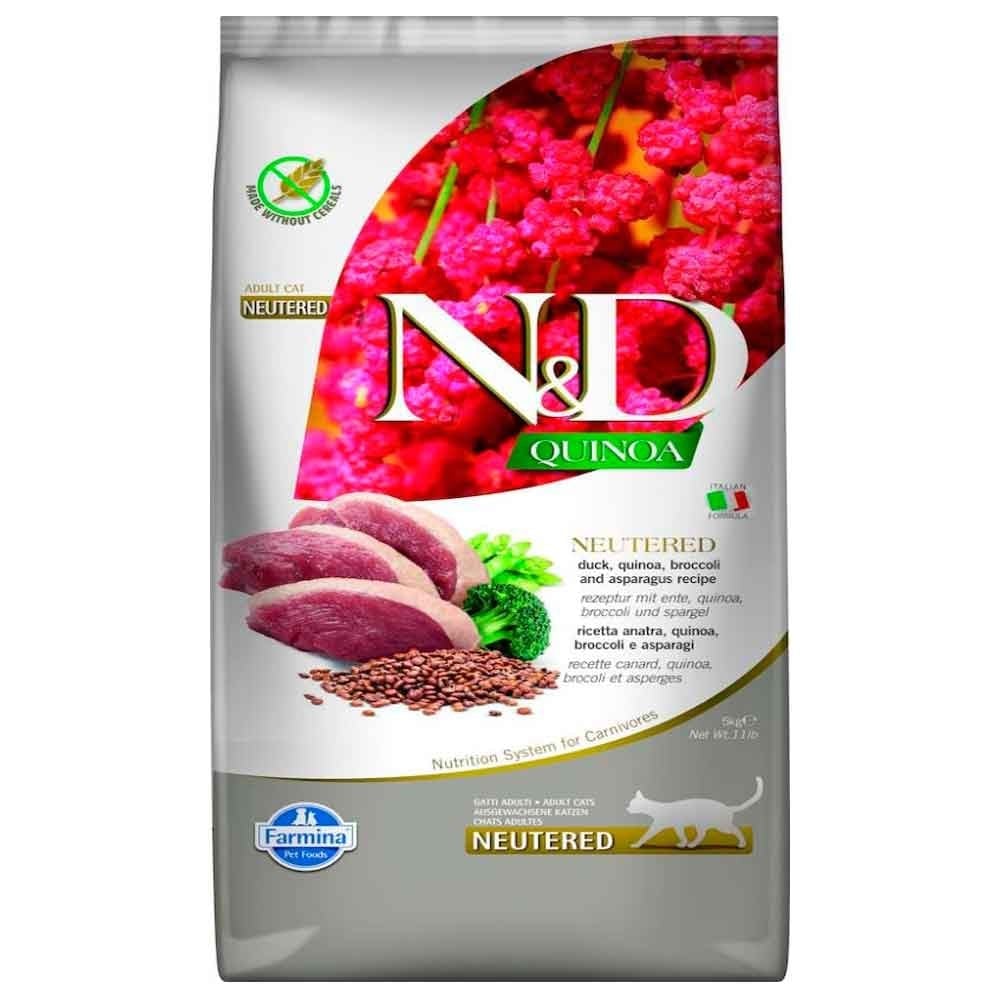 N&D Quinoa Ördek Brokoli Kuşkonmaz Kısır Kedi Maması 5 Kg