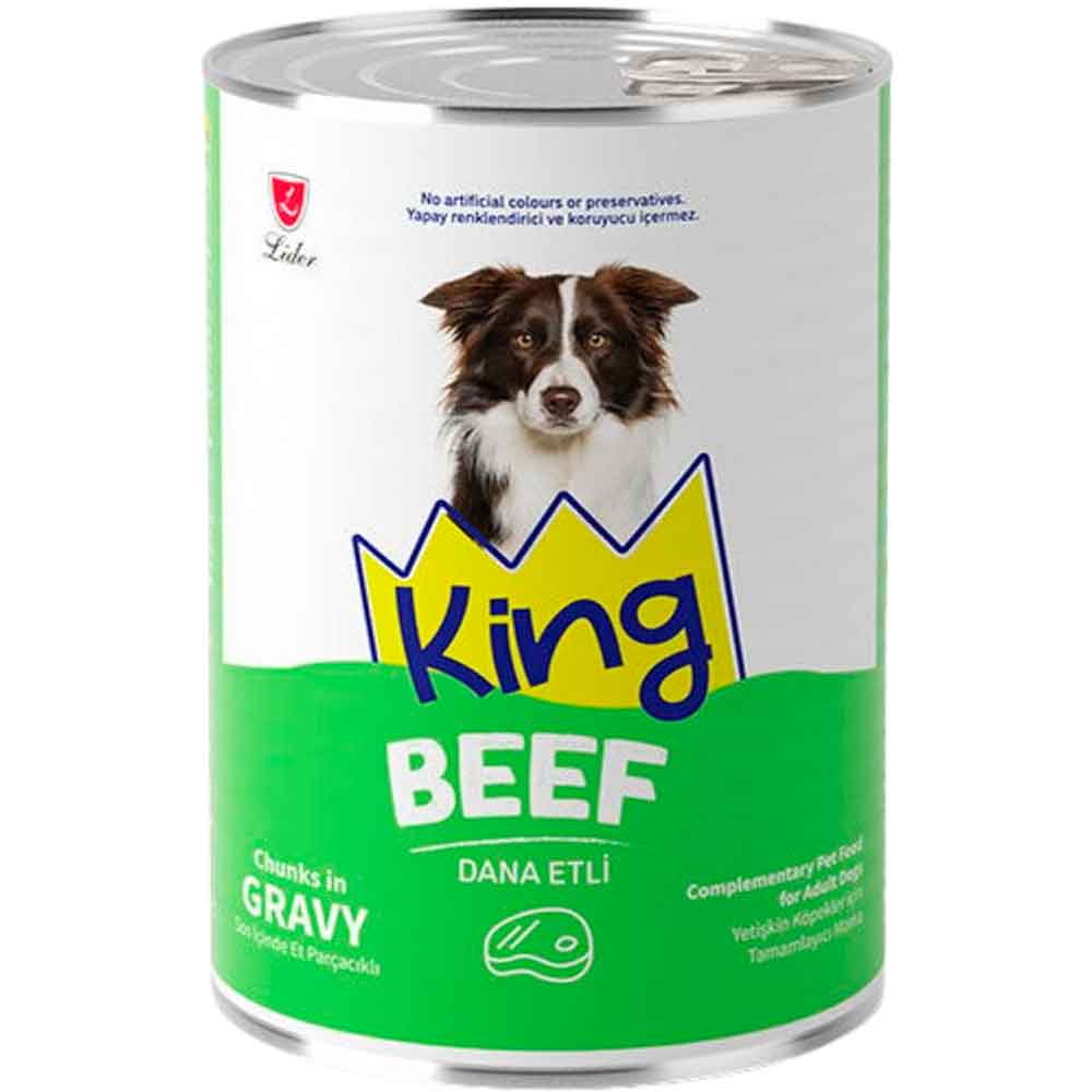 King Köpek Konservesi Sos İçerisinde Dana Etli Et Parçacıklı 400 Gr