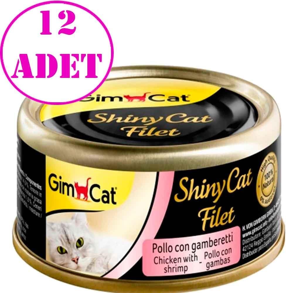 Gimcat Shinycat Kıyılmış Tavuk Fleto Karidesli Kedi Konservesi 70 Gr 12 AD