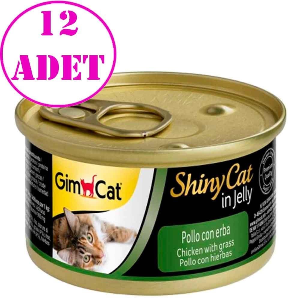Gimpet Shiny Cat Tavuklu Çimenli Öğünlük Kedi Konservesi 70 Gr 12 AD