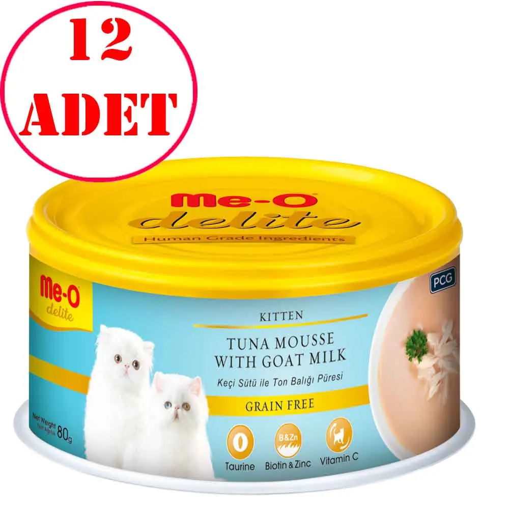 Meo Delite Keçi Sütlü Ton Balıklı Tahılsız Ezme Yavru Kedi Konservesi 80 Gr 12 AD