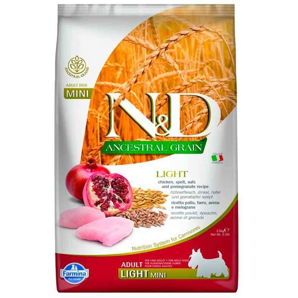 ND Düşük Tahıllı Light Mini Tavuklu Narlı Köpek Maması 2,5 Kg