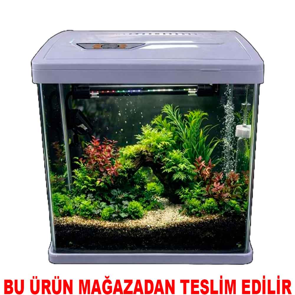 Makro Bombeli İthal Akvaryum Seti Beyaz 23,8 Cm 16,1 x 26,5 Cm