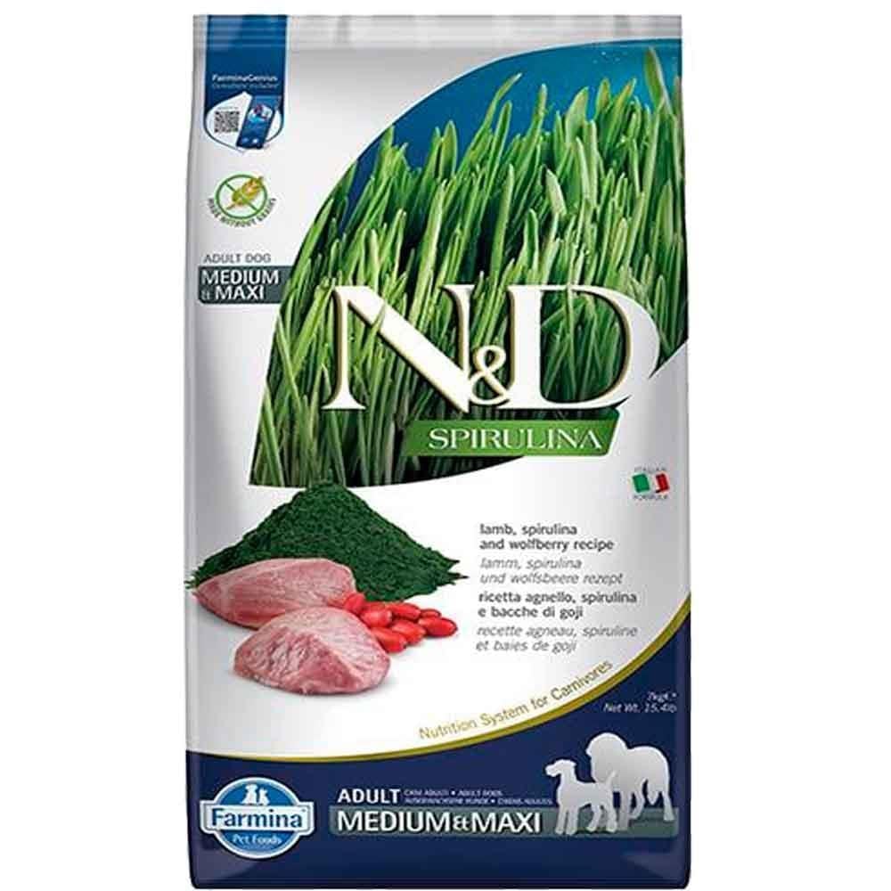 ND Spirulina Kuzu Etli Orta ve Büyük Irk Köpek Maması 7 KG