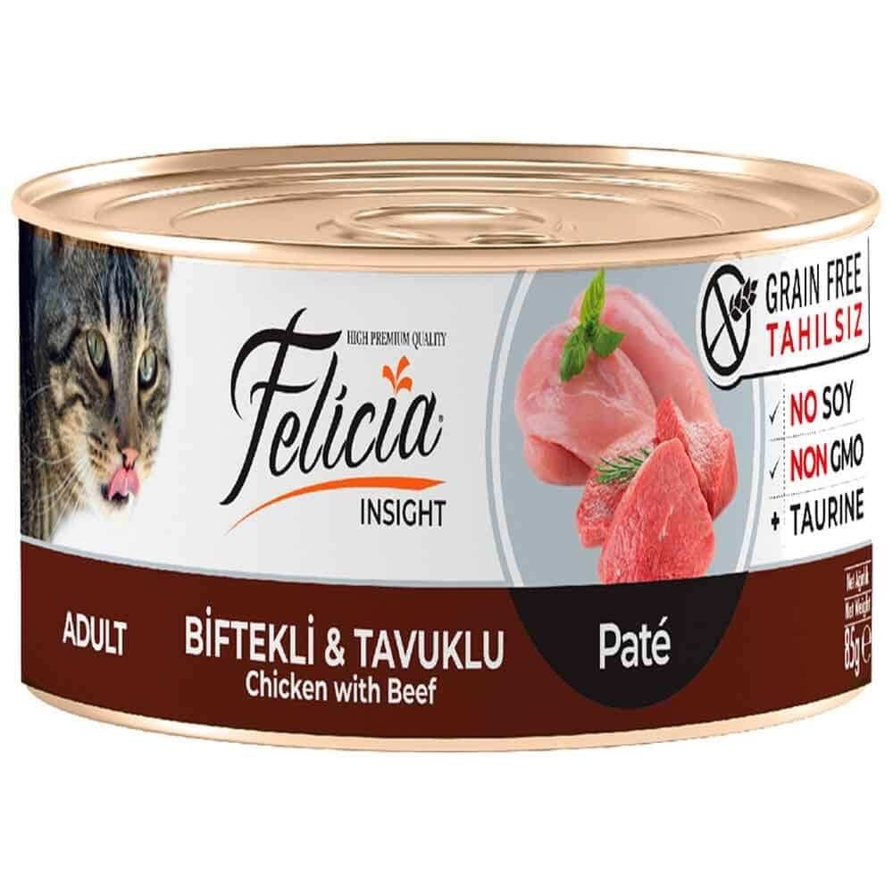 Felicia Tahılsız Biftekli Tavuklu Kıyılmış Yaş Kedi Maması 85 Gr