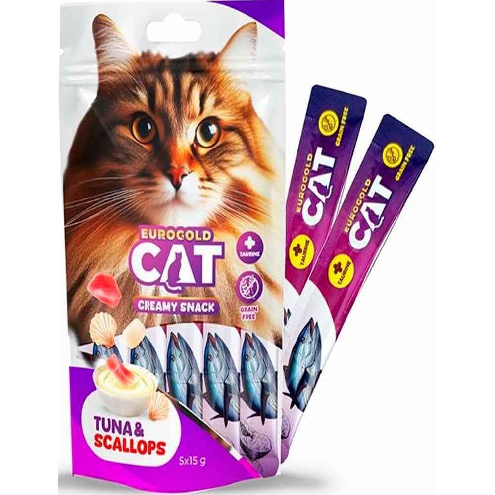 Eurogold Ton Balığı ve Deniz Taraklı Sıvı Kedi Ödülü 5x15 Gr