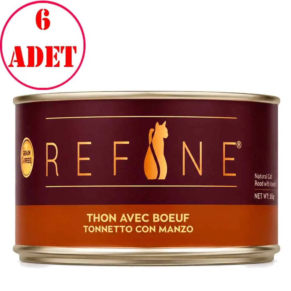 Refine Kedi Konservesi Home Cooking Sığır Etli ve Ton Balıklı 80 Gr 6 Ad