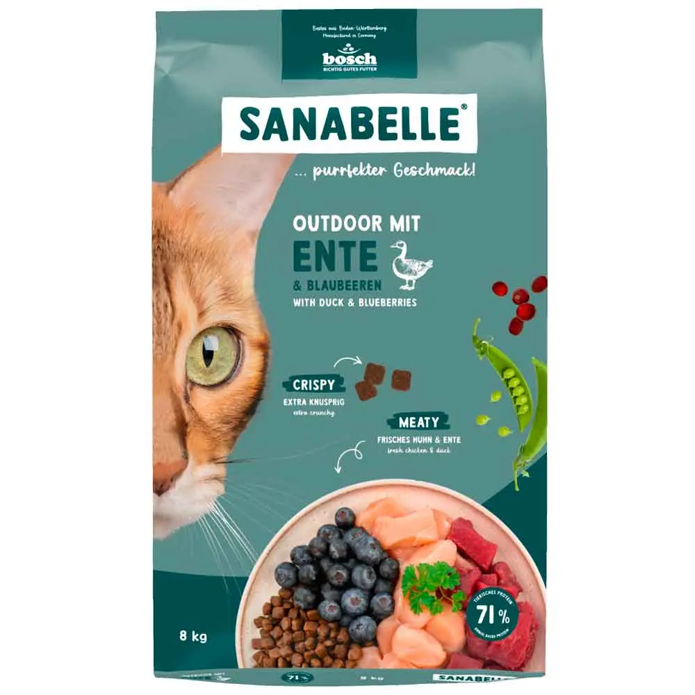 Sanabelle Outdoor Ördekli ve Yaban Mersinli Kedi Maması 8 Kg