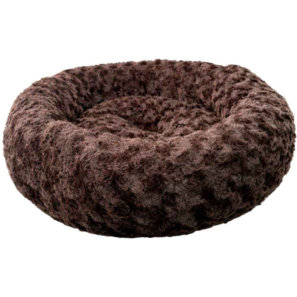 Pet Pretty Kedi Köpek İçin Peluş Simit Yatak Koyu Kahverengi 55 Cm