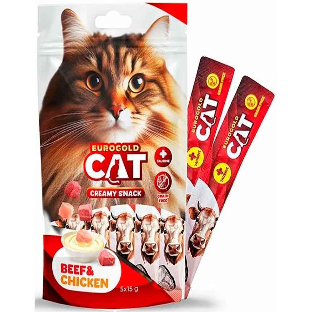 Eurogold Dana Etli ve Tavuklu Sıvı Kedi Ödülü 15 Gr 5'li Paket