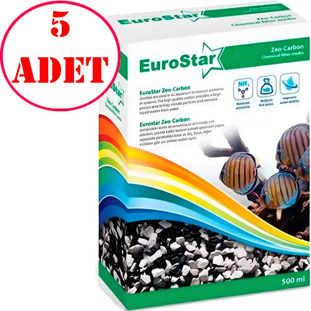 Eurostar Akvaryum Filtre Malzemesi Amonyak Giderici Zeo Karbon 500 Ml 5 Adet