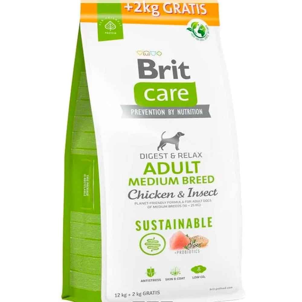 Brit Care Digest Relax Tavuklu Böcek Proteinli Orta Irk Yetişkin Köpek Maması 12+2 Kg
