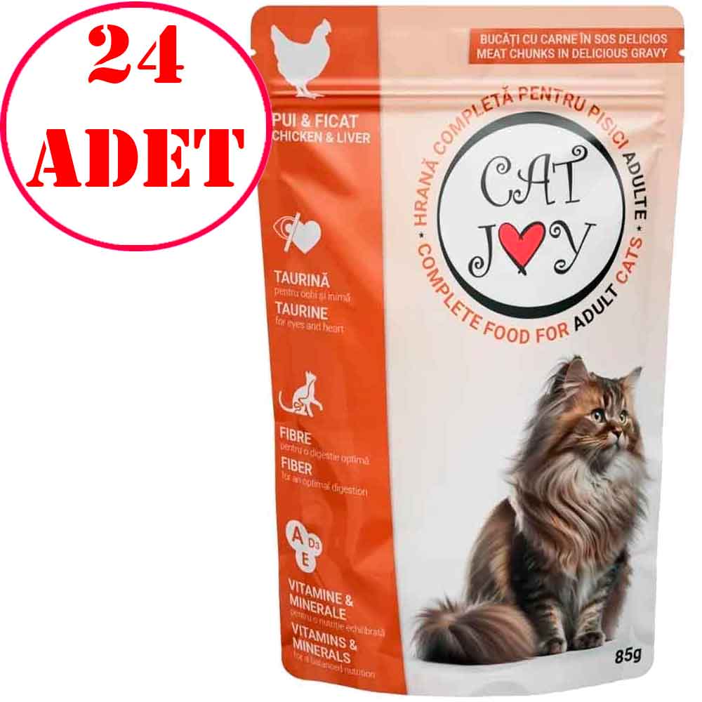 Cat Joy Kedi Konservesi Tavuklu Ciğerli 85 Gr 24 AD