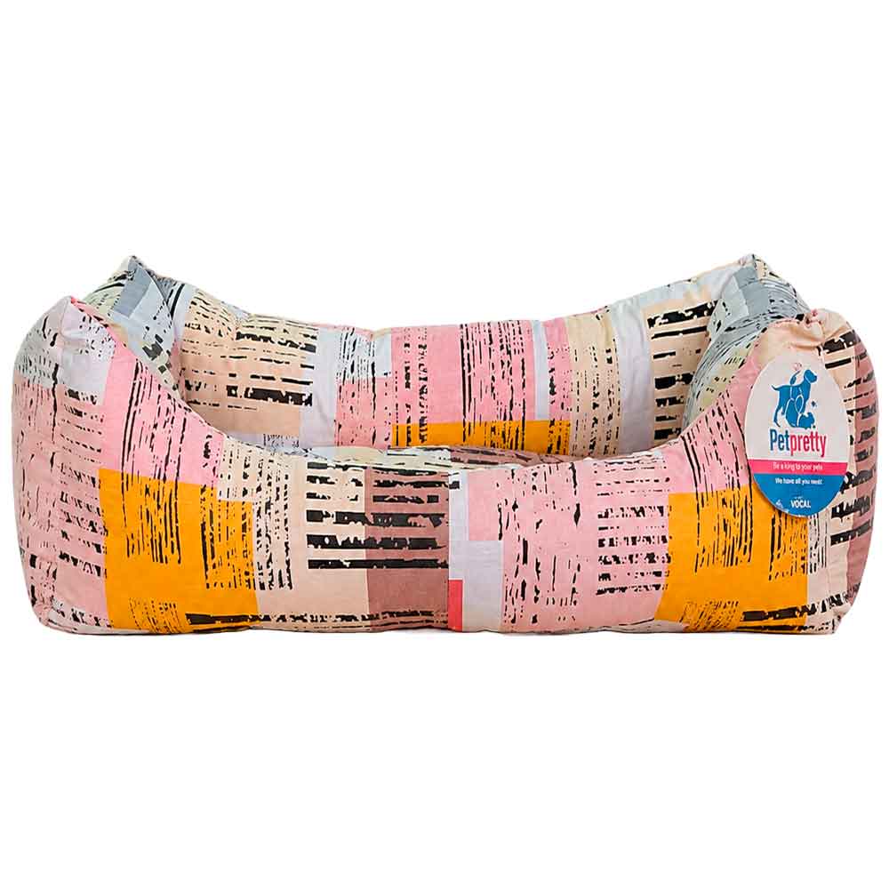 Pet Pretty Kedi Köpek Yatağı Yazlık Kumaş Koltuk Yatak Kırcıllı Kare Desenli 75x60x15 Cm