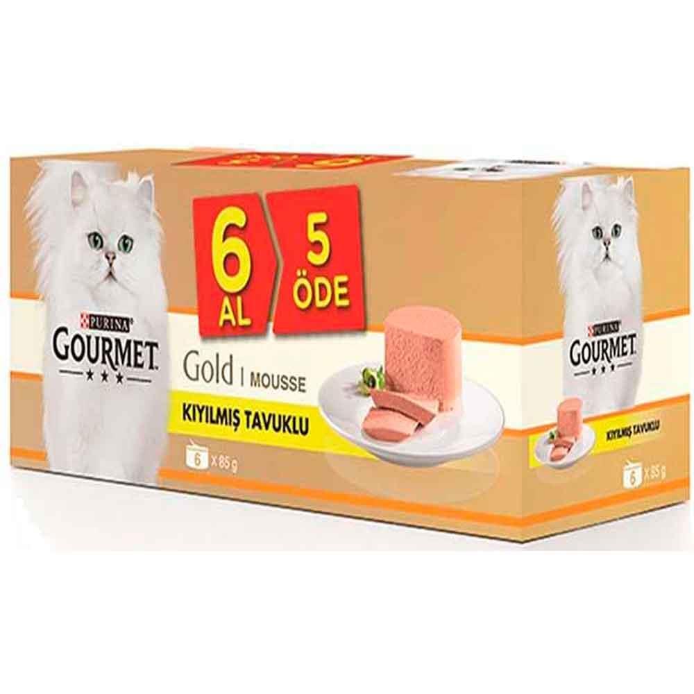 Gourmet Gold 6 Al 5 Öde Kıyılmış Tavuk Etli Kedi Konservesi