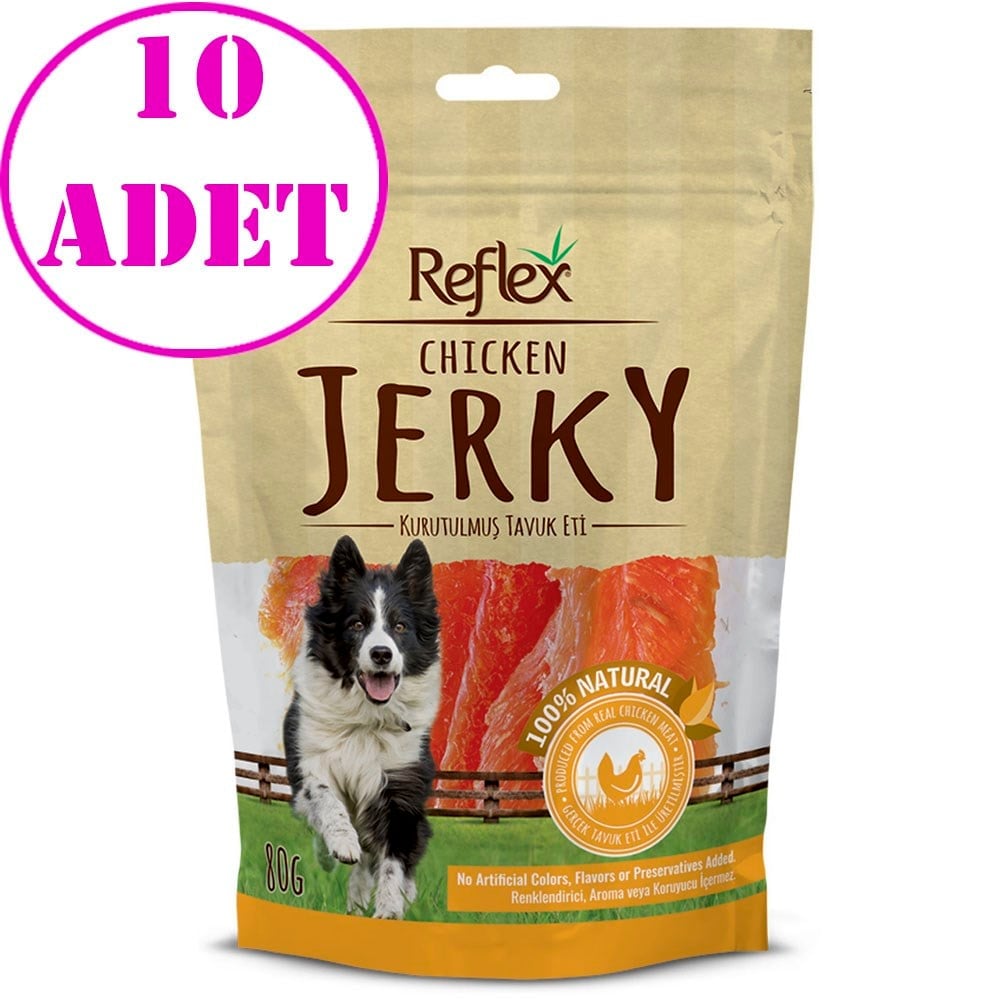 Reflex Chicken Jerky Tavuk Fileto Doğal Köpek Ödülü 80 gr 10 AD