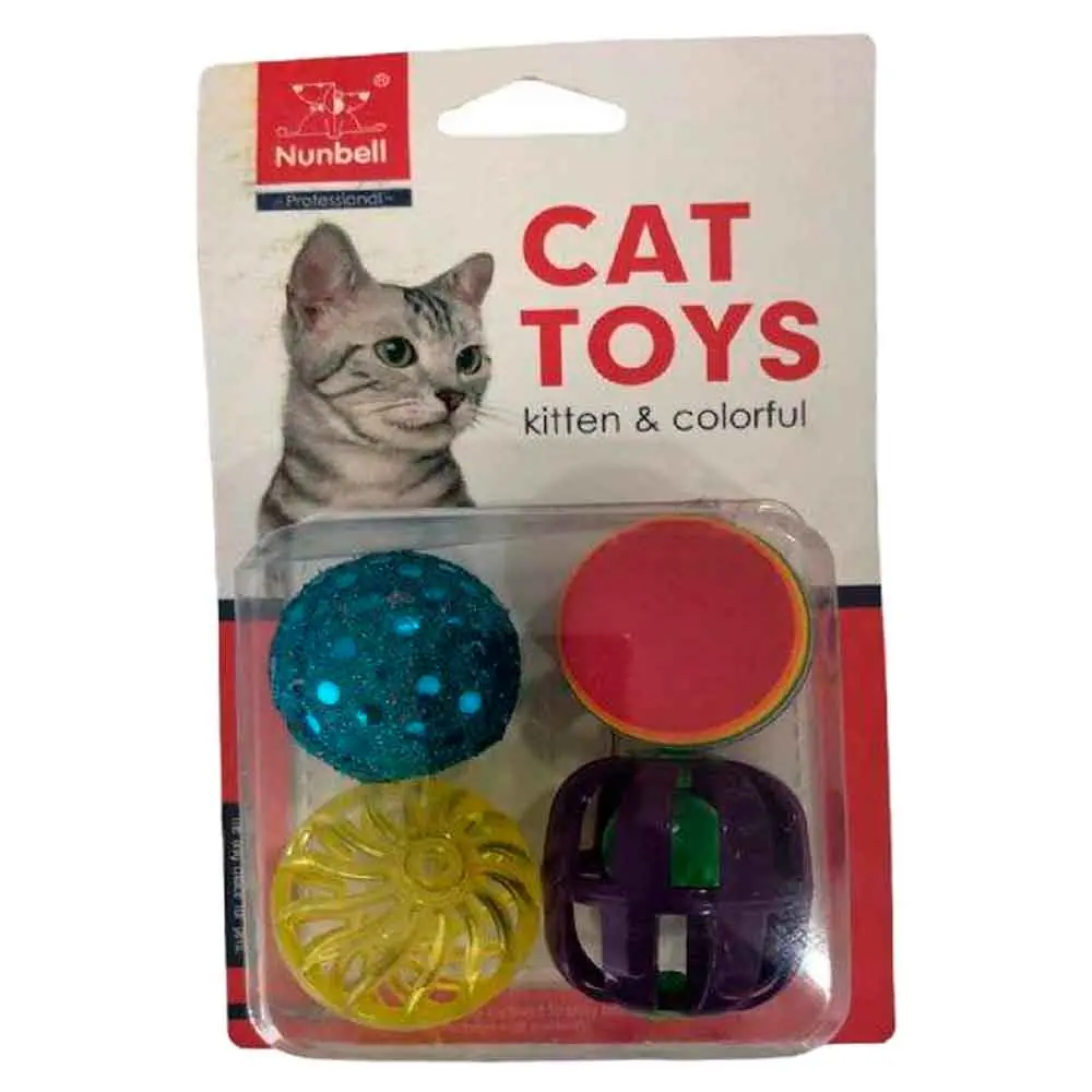 Nunbell Kedi Oyuncağı Renkli Plastik Toplar 4’lü