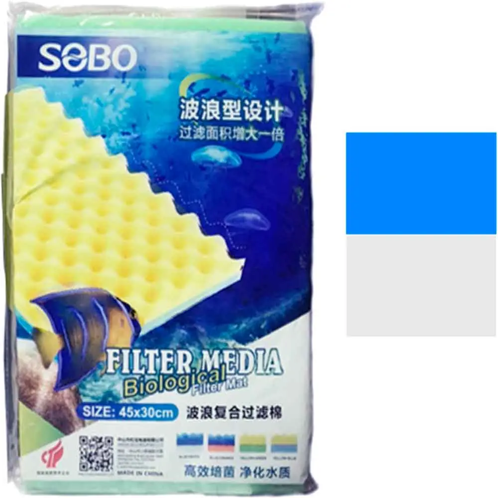 Sobo Akvaryum Filtre Süngeri 40x30x2 Mavi Beyaz