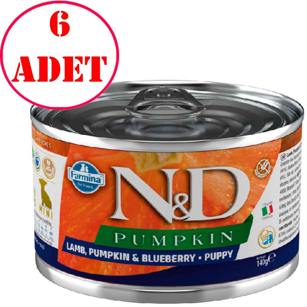 N&D Pumpkin Bal Kabaklı Kuzulu Küçük Irk Yavru Köpek Konservesi 140 Gr 6 AD