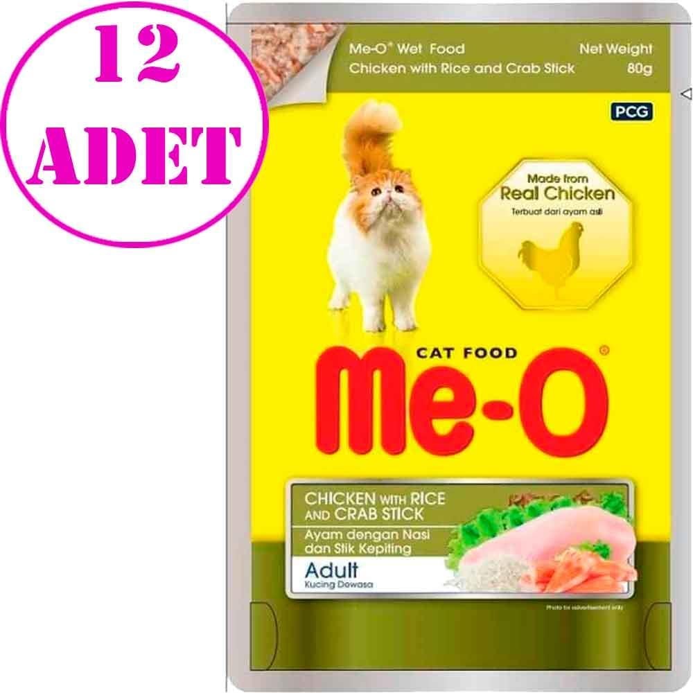 Meo Kedi Konservesi Tavuk ve Yengeçli 80 Gr 12 AD