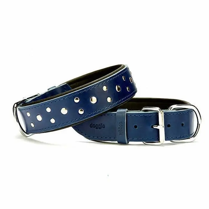 Doggie Yumuşak Dokulu Rivetli Köpek Boyun Tasması Mavi SBT-4011 L