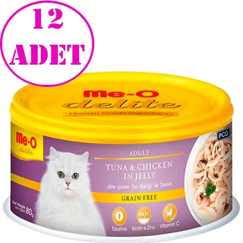 Meo Delite Ton Balıklı ve Tavuklu Tahılsız Kedi Konservesi 80 Gr 12 AD