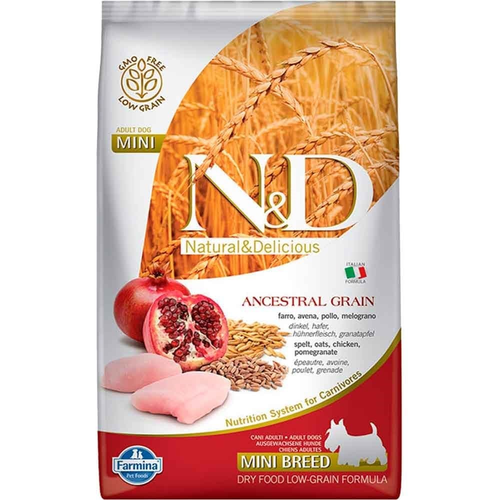 N&D Düşük Tahıllı Tavuklu Narlı Küçük Irk Yetişkin Köpek Maması 2,5 Kg