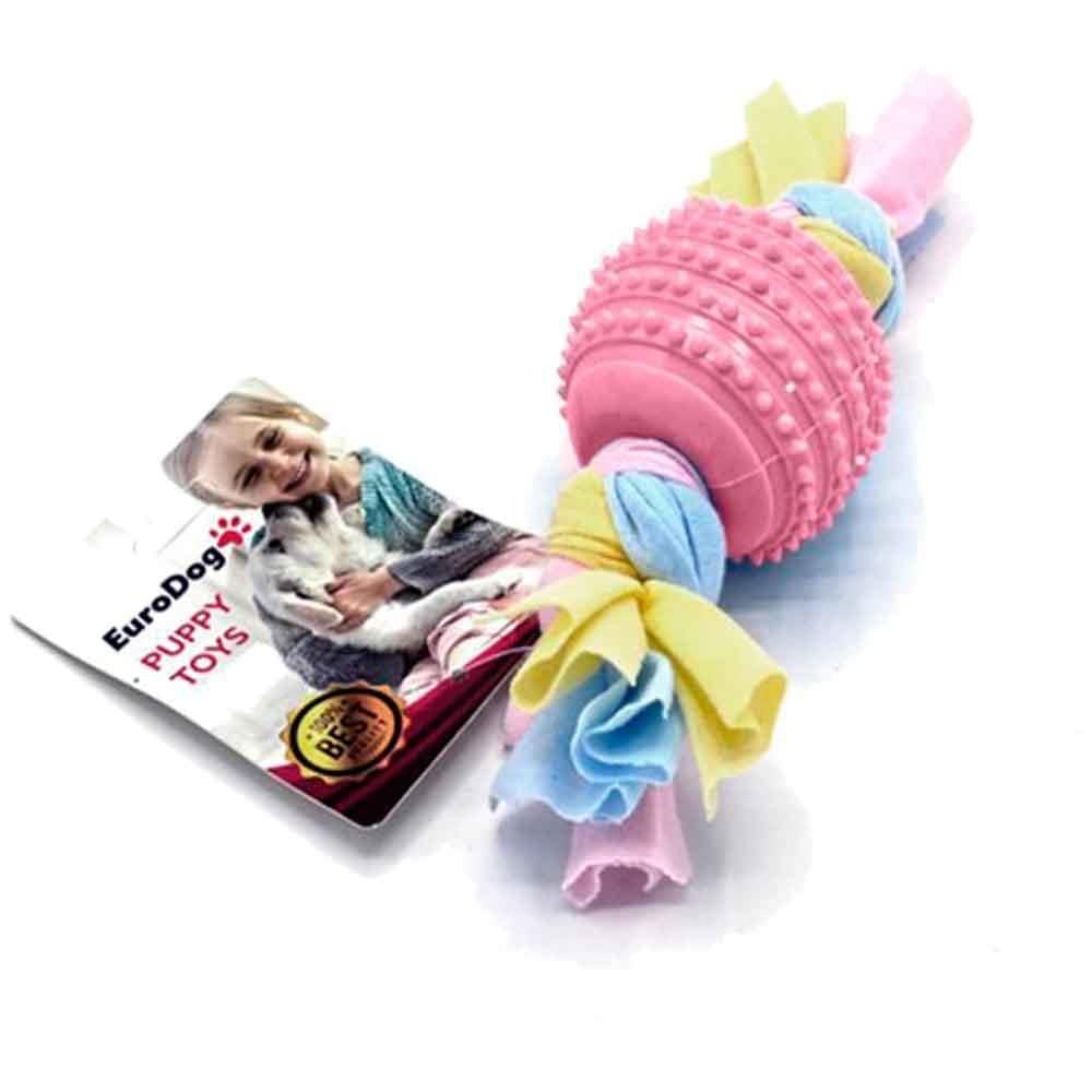 EuroDog Puppy Toys Tırtıklı Top Diş Kaşıma Yavru Köpek Oyuncağı Pembe 17 Cm