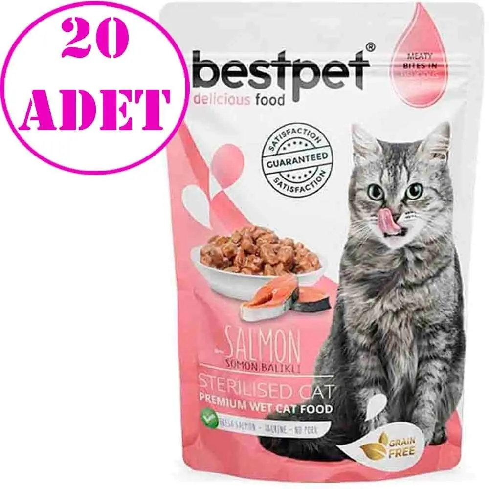 BestPet Sterilised Jelly Pouch Somonlu Kedi Maması 85 Gr 20 AD