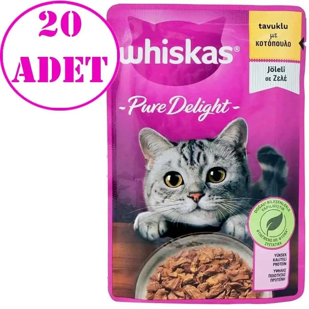 Whiskas Pouch Pure Delight Tavuklu Kedi Konservesi 85 Gr 20 AD