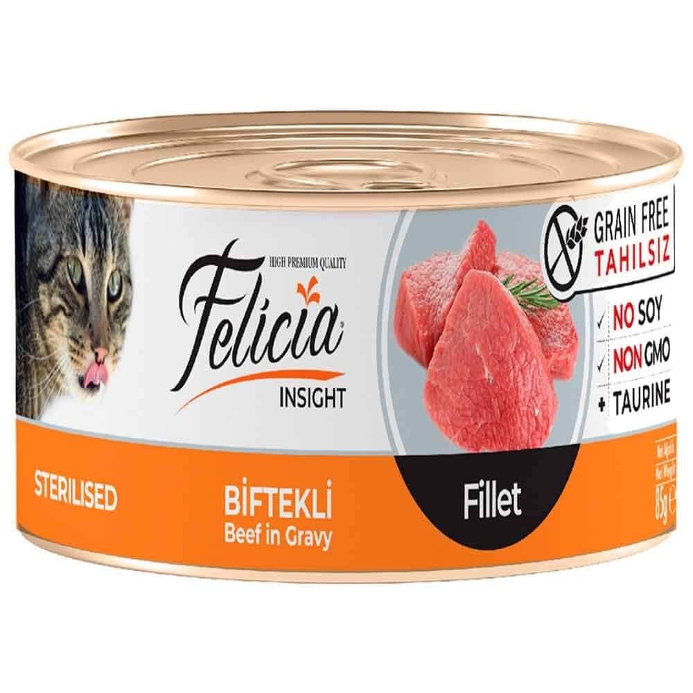 Felicia Tahılsız Sterilised Biftek Filetolu Yaş Kedi Maması 85 Gr