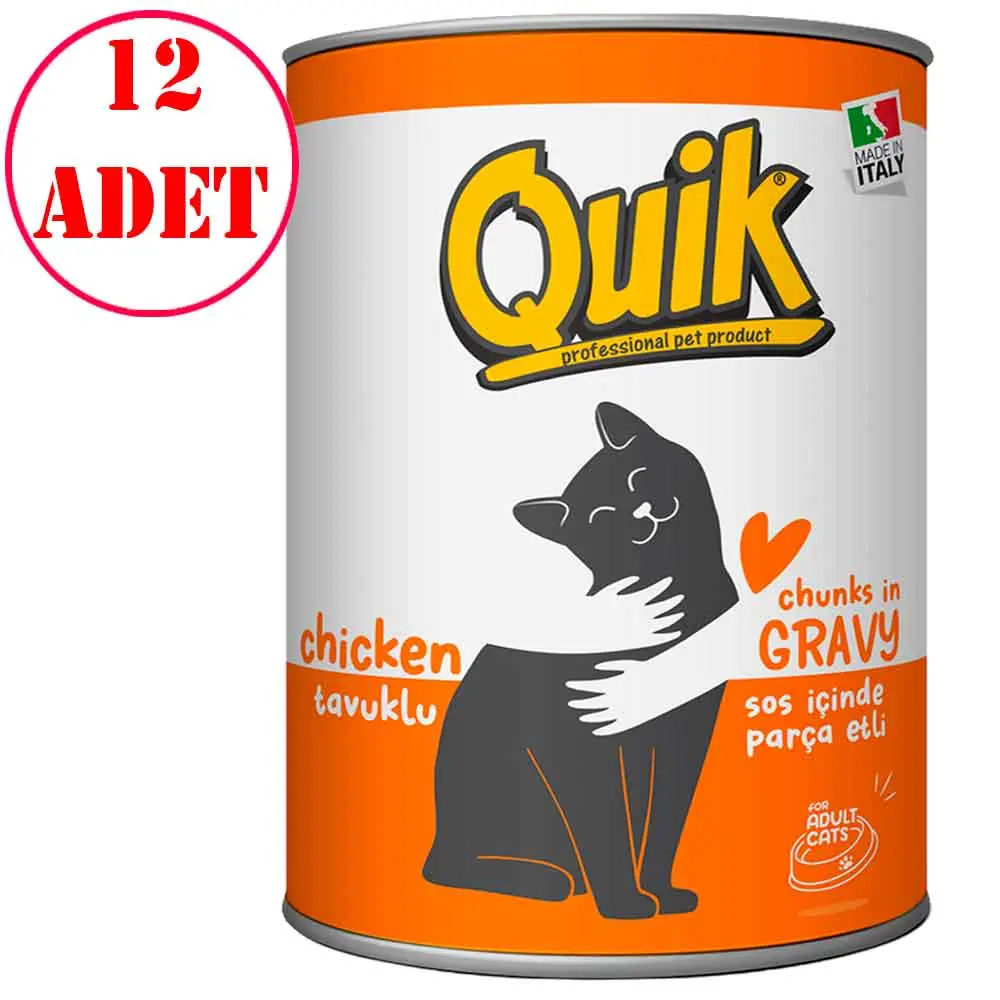 Quik Kedi Konservesi Tavuklu 415 gr 12 AD