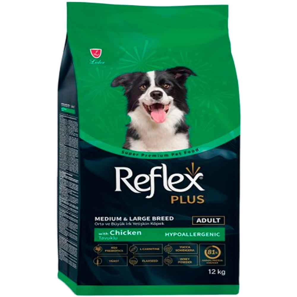 Reflex Plus Köpek Maması Orta ve Büyük Irk Tavuklu 12 Kg