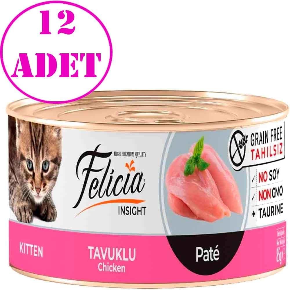Felicia Tahılsız Kitten Tavuklu Kıyılmış Yaş Kedi Maması 85 Gr 12 AD