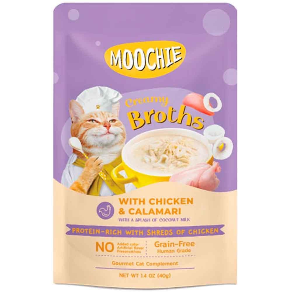 Moochie Kedi Çorbası Parça Kalamarlı Tavuklu Tahılsız 40 Gr