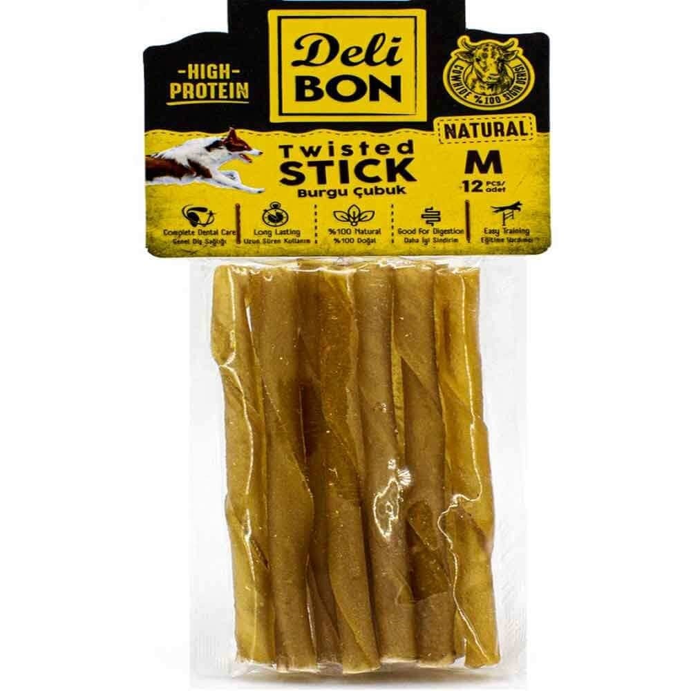 DeliBon Köpek Ödül Kemiği Burgu Çubuk Kalın 12 Ad Natural