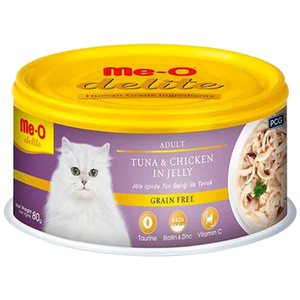 Meo Delite Ton Balıklı ve Tavuklu Tahılsız Kedi Konservesi 80 Gr