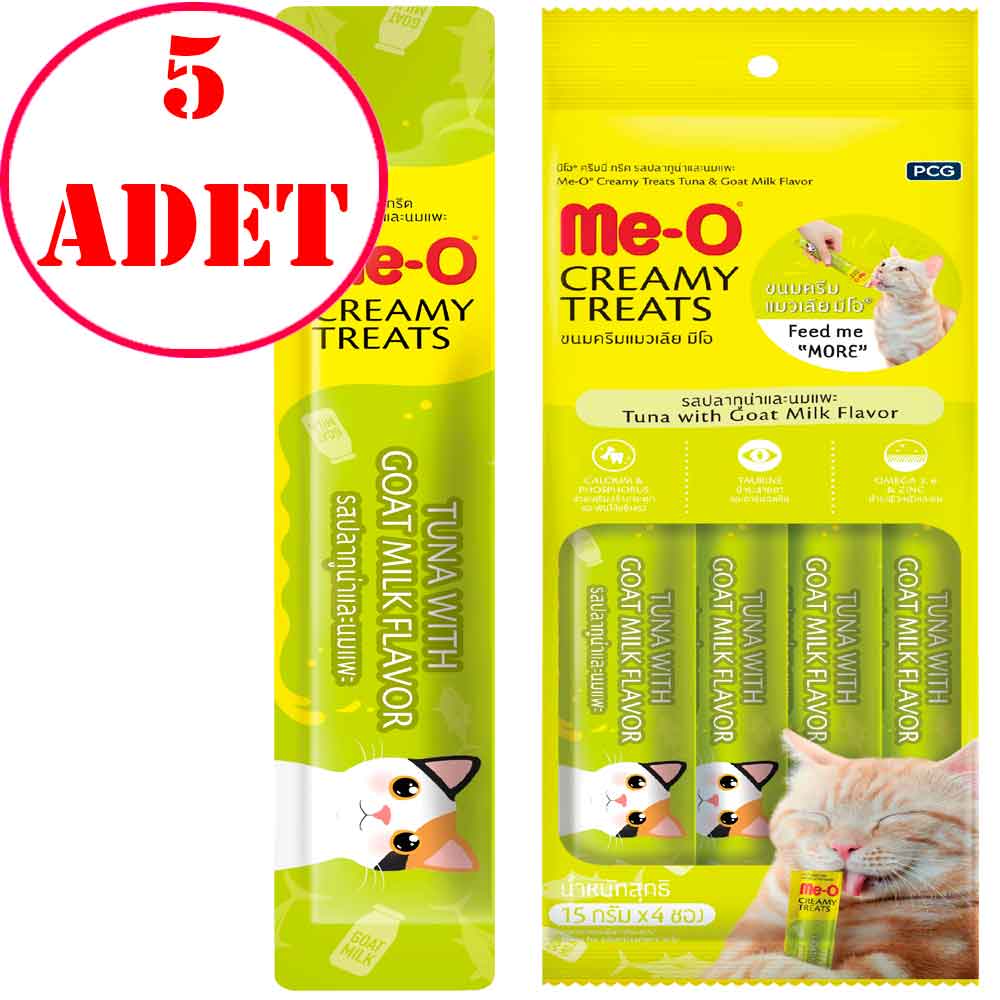 Meo Ton Balıklı Keçi Sütlü Krema Kedi Ödülü Kedi Çorbası 4x15 gr 5 AD