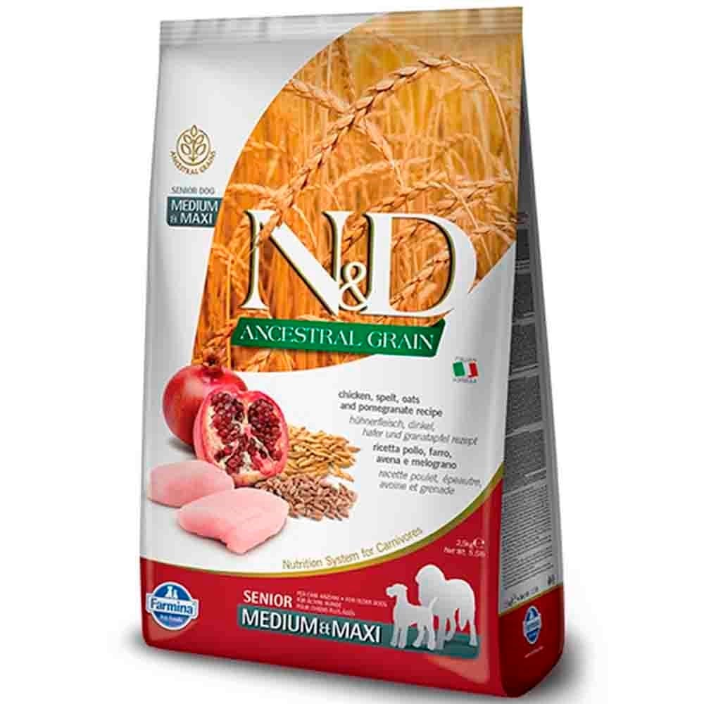 N&D Düşük Tahıllı Tavuk ve Narlı Orta ve Büyük Irk Yaşlı Köpek Maması 2,5 Kg