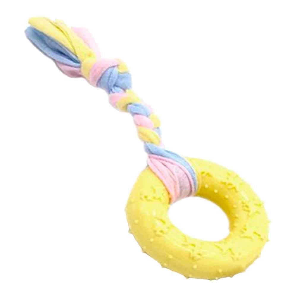 Eurodog Diş İpli Kauçuk Halka Yavru Köpek Oyuncağı Sarı 16 cm