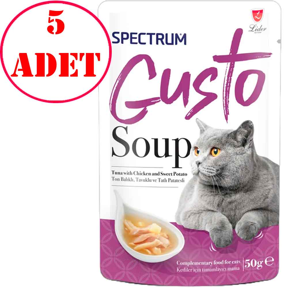 Spectrum Gusto Ton Balıklı Tavuklu ve Tatlı Patatesli Kedi Çorbası 50 Gr 5 AD