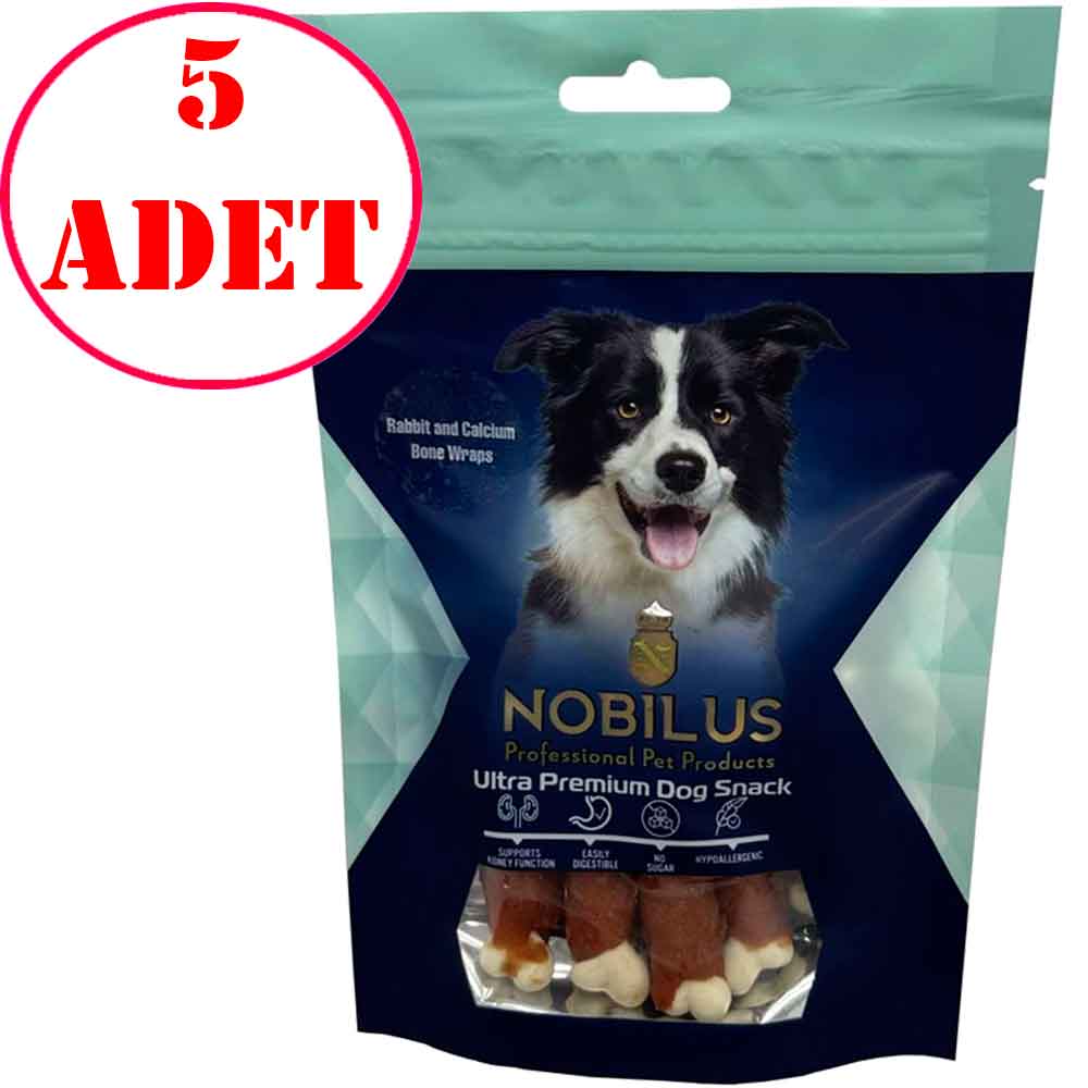 Nobilus Tavşan ve Kalsiyum Kemik Sargılı Köpek Ödül Maması 80 Gr 5 AD