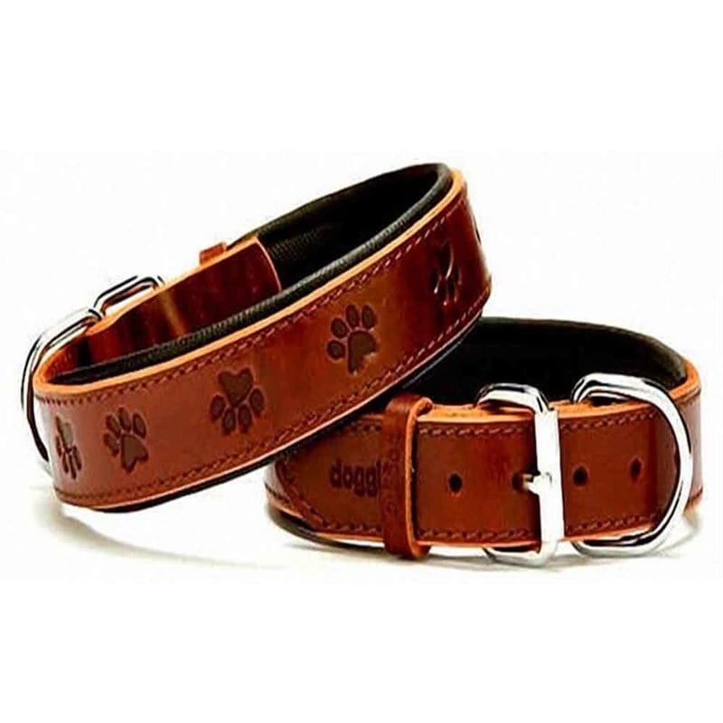 Doggie Yumuşak Dokulu Pati Desenli Köpek Boyun Tasması Kahve SBT-3536 L